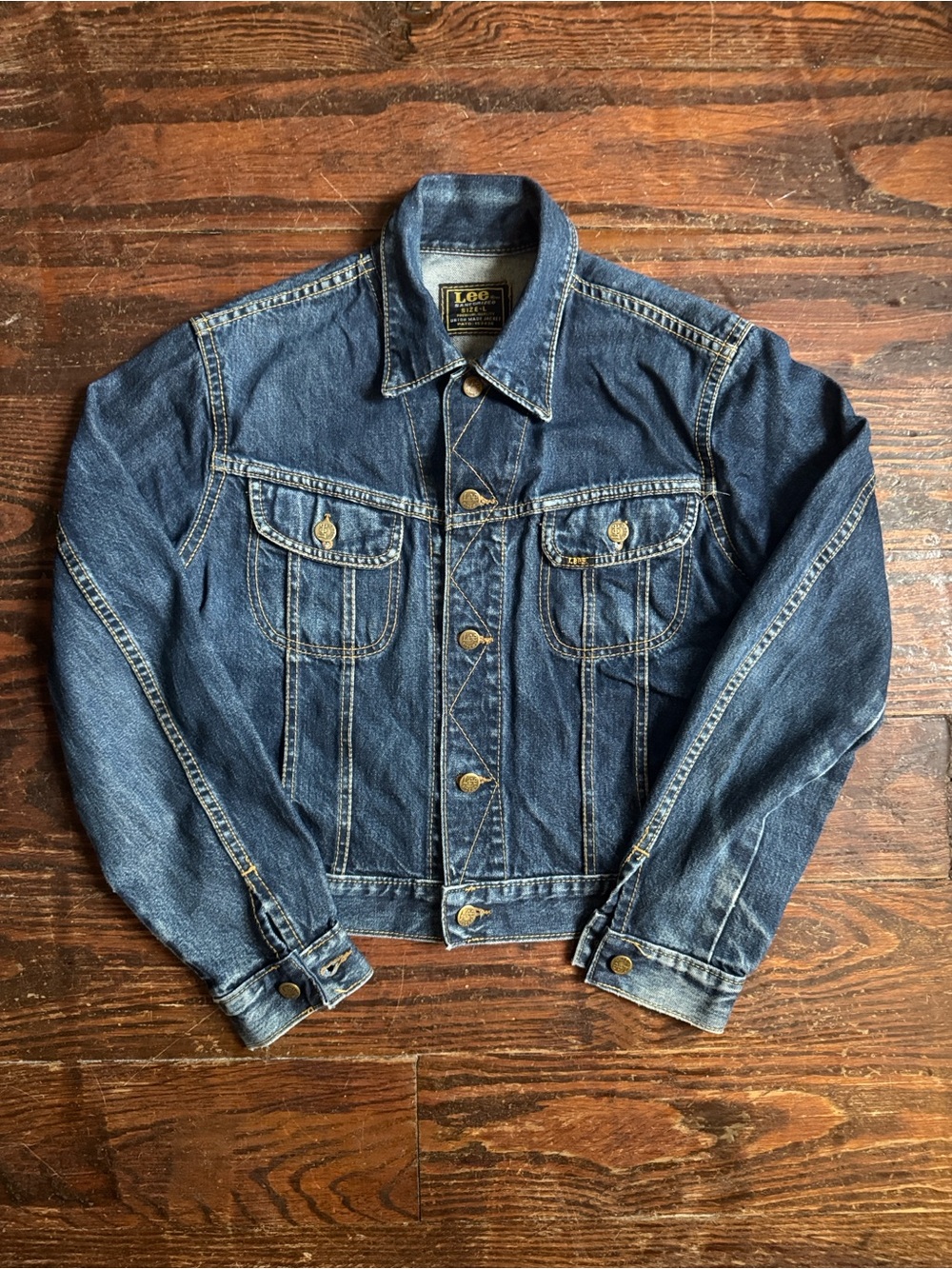 90’s Reproduction Lee 1960s/70s Style Lee Blue Denim Sanforized Jean Jacket L